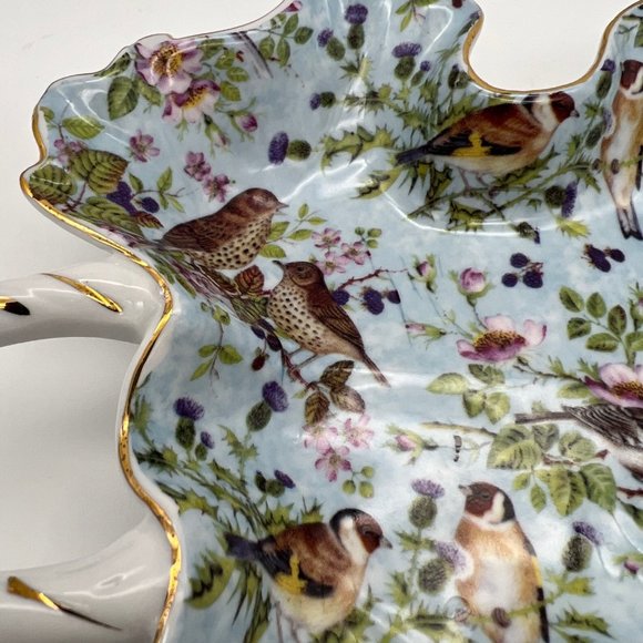 Mayfair Collection by Jay Leaf Shaped Trinket Dish w/ Bird Theme - 8.5" x 7" - Picture 3 of 9